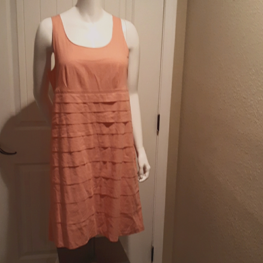 Gap Tiered Layered Coral Sheath Dress 10
